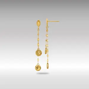 14K Gold Polished and Diamond-Cut Disc Dangle Post Earrings - Model LE2760