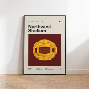 Washington Football Poster, Football Stadium Print, Mid Century Modern Football Poster, Sports Bedroom Art, Minimalist Office Wall Art