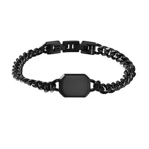 Van Heusen Men's Stainless Steel Curban Link Chain Tag Bracelet