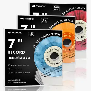 TAKMORK 7-Inch Premium Anti-Static Inner Sleeves | Rice Paper & HDPE Protection for 45 RPM Vinyl