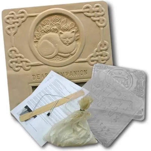 Outdoor Cat Memorial Plaque Kit - 2 Square Polystyrene Garden Molds, 9.5x9.5" Personalized Kitty Stones, Wire, Instructions for Customizable Personalization