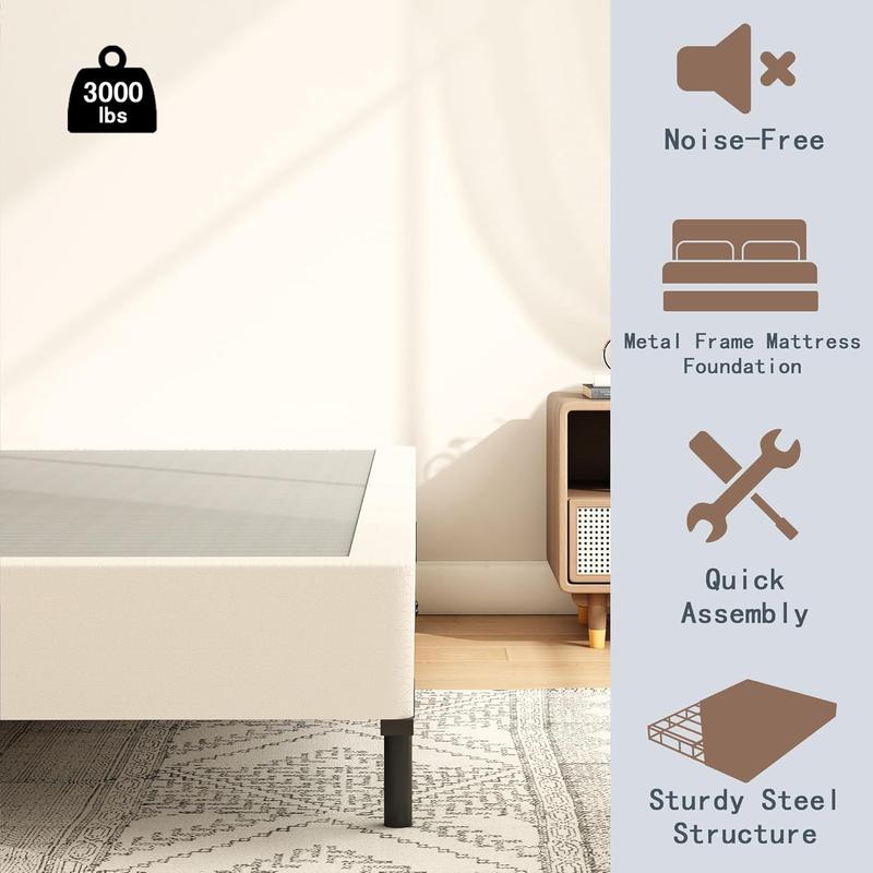 Queen Heavy Duty Box Spring Foundation, Sturdy Queen Box Springs for Bed with Fabric Cover Set, Easy Assembly, Noise Free