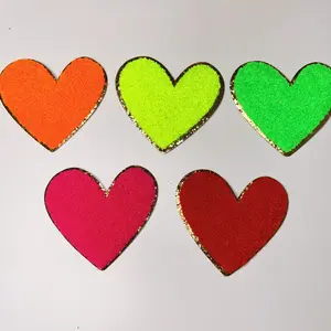 4" HEART - Chenille Patch 5 color options (each color sold individually)