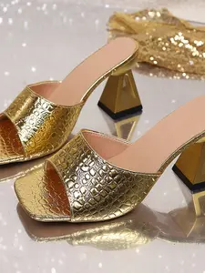 Minimalist Geometric Heel Slide Sandals | Square Toe Slip-On Mules for Date Night & Office