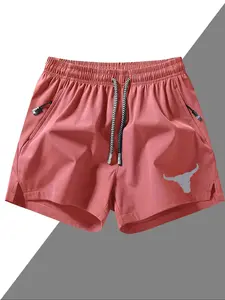 Men's Solid Color Zipper Pocket Gym Shorts, Quick Drying Breathable Comfortable Shorts, Casual Gym Shorts for Indoor Gym Workout Outdoor Activities, Breathable Fitness Shorts, Athletic Wear Shorts