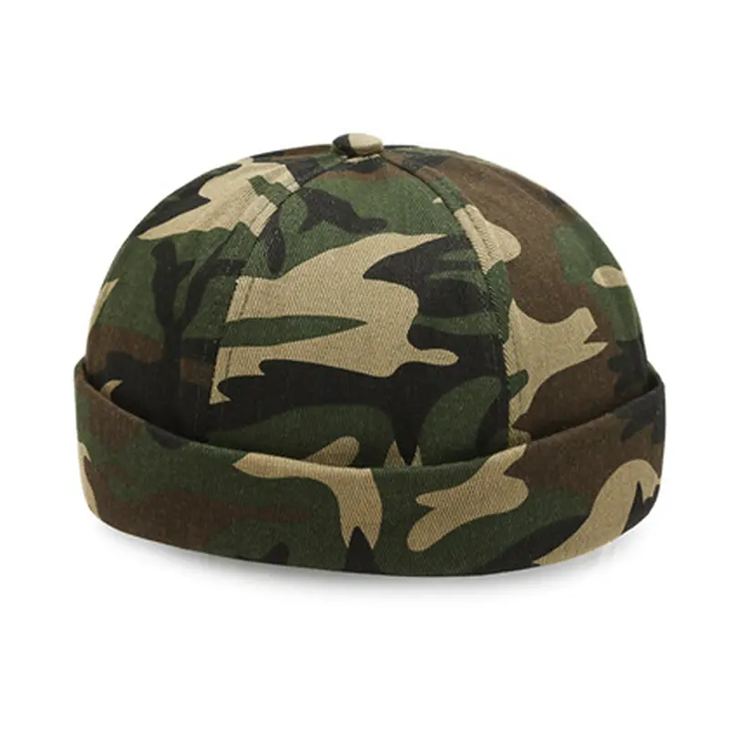 Unisex 100g Vintage Embroidered Brimless Sailor Style Cap - Adjustable 7cm Pure Solid Color Casual Hat, Docker Baseball Cap for Men and Women