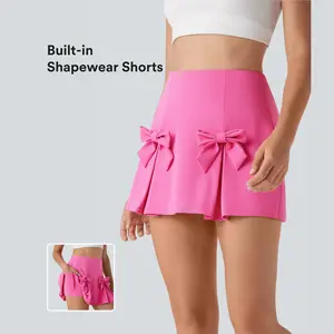 Halara Softlyzero QuickDry High Waisted Tummy Control Removable Bow Casual Skirt with Built-in Shapewear Shorts