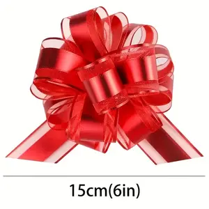 Luminara 6" Large Pull Bows for Gift Wrapping - Set of 10 - Elegant Mesh & Satin Ribbons for Christmas Tree, Wedding Decor, Thanksgiving, Birthday Parties, and Holiday Gift Baskets