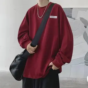 Vintage Long Sleeve T-Shirt Heavyweight Sweatshirt for Men Spring and Autumn 2023 Men's Base Shirt