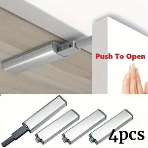 4-Pack Durable Stainless Steel Magnetic Push Latch Locks with Soft Close Feature and Touch Release for Kitchen Cabinet and Drawer Handles - Easy Installation
