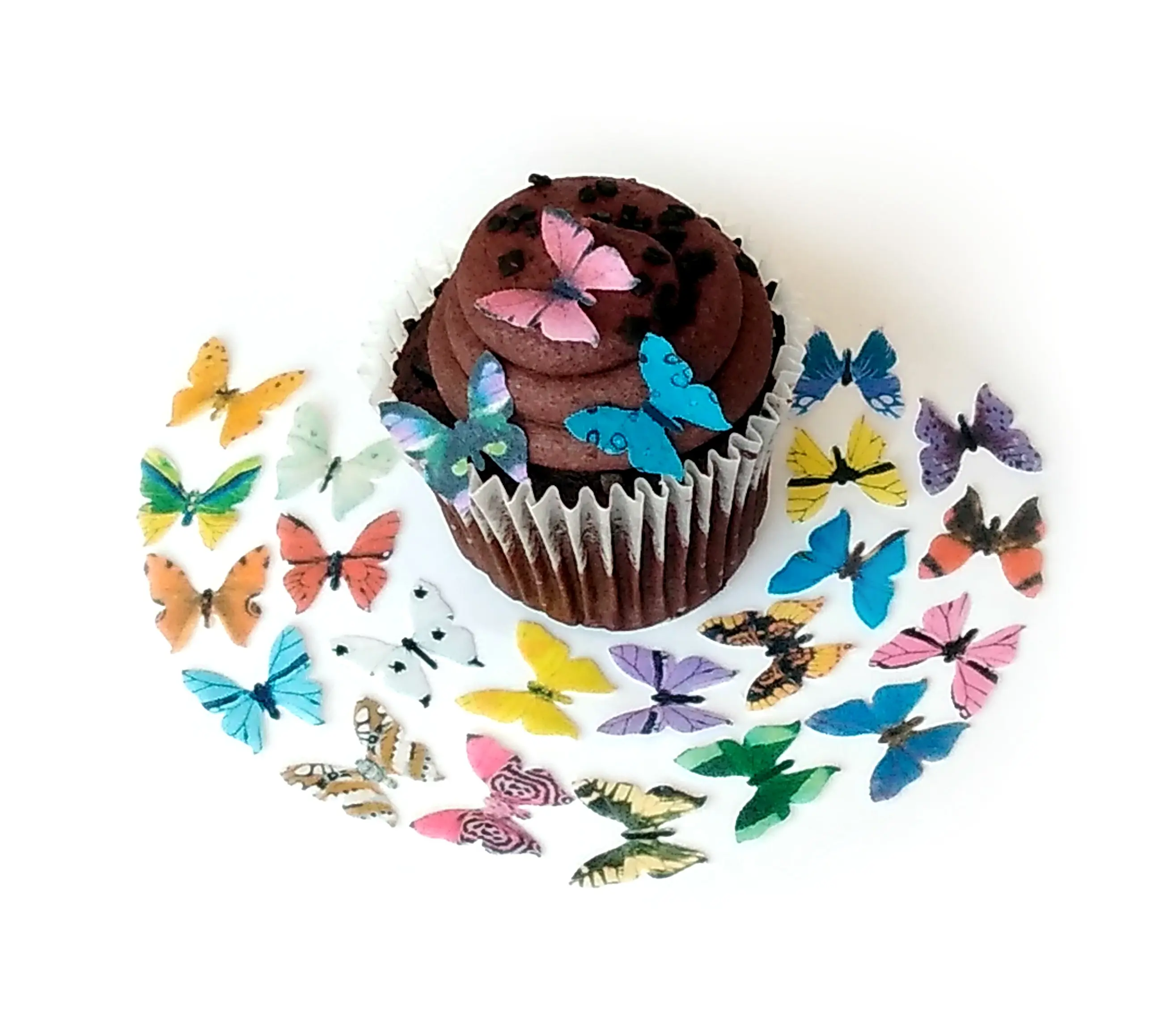 Assorted Rainbow Color Wafer Paper Butterflies Small 7/8 Inch for Decorating Desserts Cupcakes Wedding Cakes Pack of 24