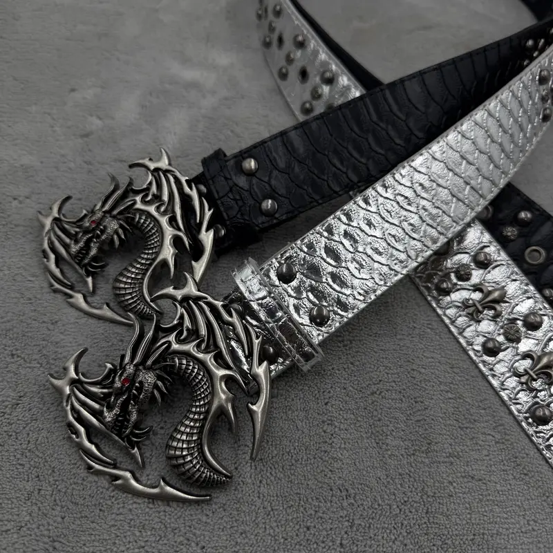 Black Dragon Motif Women\'s Belt Buckle - Black dragon belt - TikTok Shop main image 4