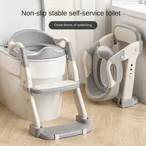 Kids Potty Training Seat Toilet Trainer With Step Stool Ladder Anti Slip Safety Pads Comfortable Design For Toddlers Boys Girls In Grey