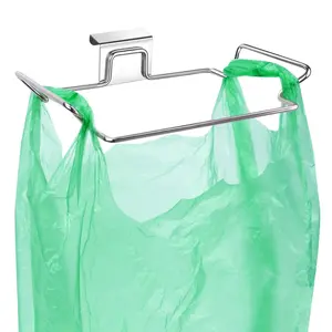 Large Stainless Steel Trash Bag Holder for Kitchen Cabinets Doors and Cupboards Durable Under Sink Garbage Bag Holder Waste Can Kitchen Trash Cans