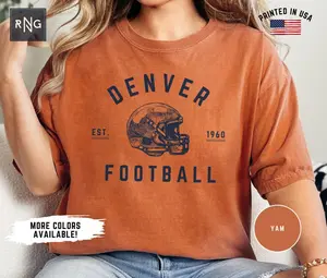 Denver Football Shirt - Comfort Colors 1717 & Gildan 5000 - Bronco Football Gameday Shirt, Denver Football Apparel, Denver Sports Apparel, Retro Bronco Football Fan Shirt Gift