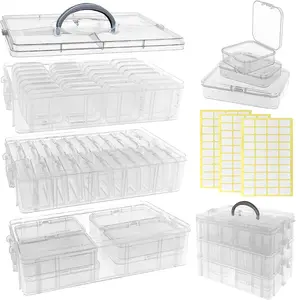 Guyuyii Bead Organizer – 58 Pcs Small Plastic Containers with Lids and 3-Tier Stackable Bead Storage for Jewelry, Toys, Craft Supplies, Sewing, and Small Items – Portable Box for Crafters, Parents