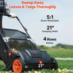 Push Lawn Sweeper 112*66.5*90cm Leaf & Grass Collector with 3.5 cu. ft. Mesh Collection Hopper Bag, 2 Spinning Brushes & Strong Rubber Wheels VEVOR Super Brand Day