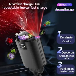 Car Charger USB C Fast Charging 45W, Car Accessories Cigarette Lighter Adapter with Aromatherapy Starlight, Car Charger iPhone16 15 14 13 12 11 Essentials Gifts for Traveler, Men, Women