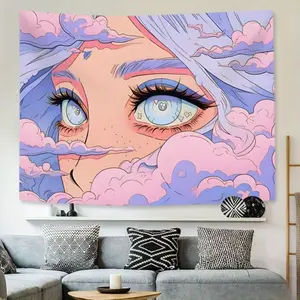 Cloud and Eyes Pattern Tapestry, 1 Count Wall Tapestry with Installation Kit, Wall Art for Home Living Room Bedroom Office Dormitory Decor, Decoration, Decorating, Design