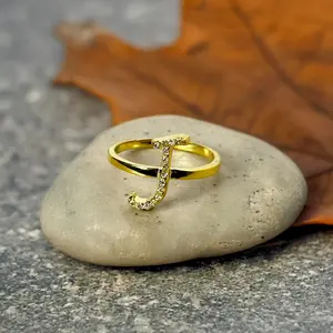 Austrian Crystal Initial "J" Ring, Chic Jewelry/SZ.7