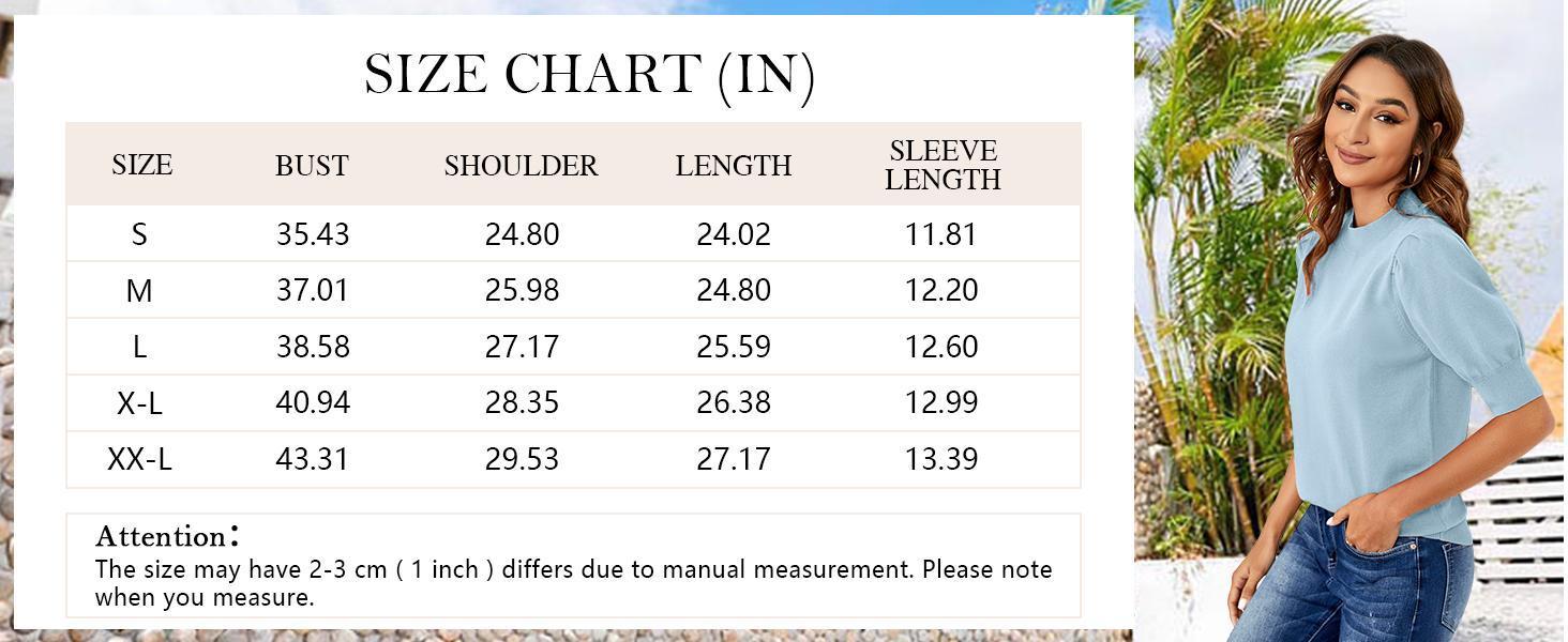 Imily Bela Women's Puff Short Sleeve Sweater Tops Spring Summer Trendy Crew/Square/V Neck Casual T Shirts Blouses Knitwear Comfort Basic Minimalist