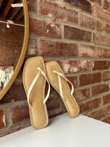 Lucia Tan Square Toe Flip Flop