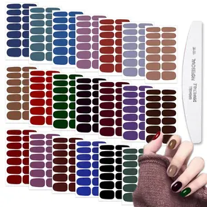 20 Sheets Dark Solid Color Series Nail Polish Strips Stickers with Nail File Self-Adhesive Punk Rock Gel Nail Strips Full Wraps for Women Nails Art Stickers