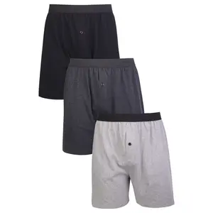 3 Pack Men's Boxer Briefs Cotton Loose Fit Boxers S-3XL Men Soft Breathable Plain Solid Comfort Underwear with Button Fly Pouch Elastic Waist Menswear