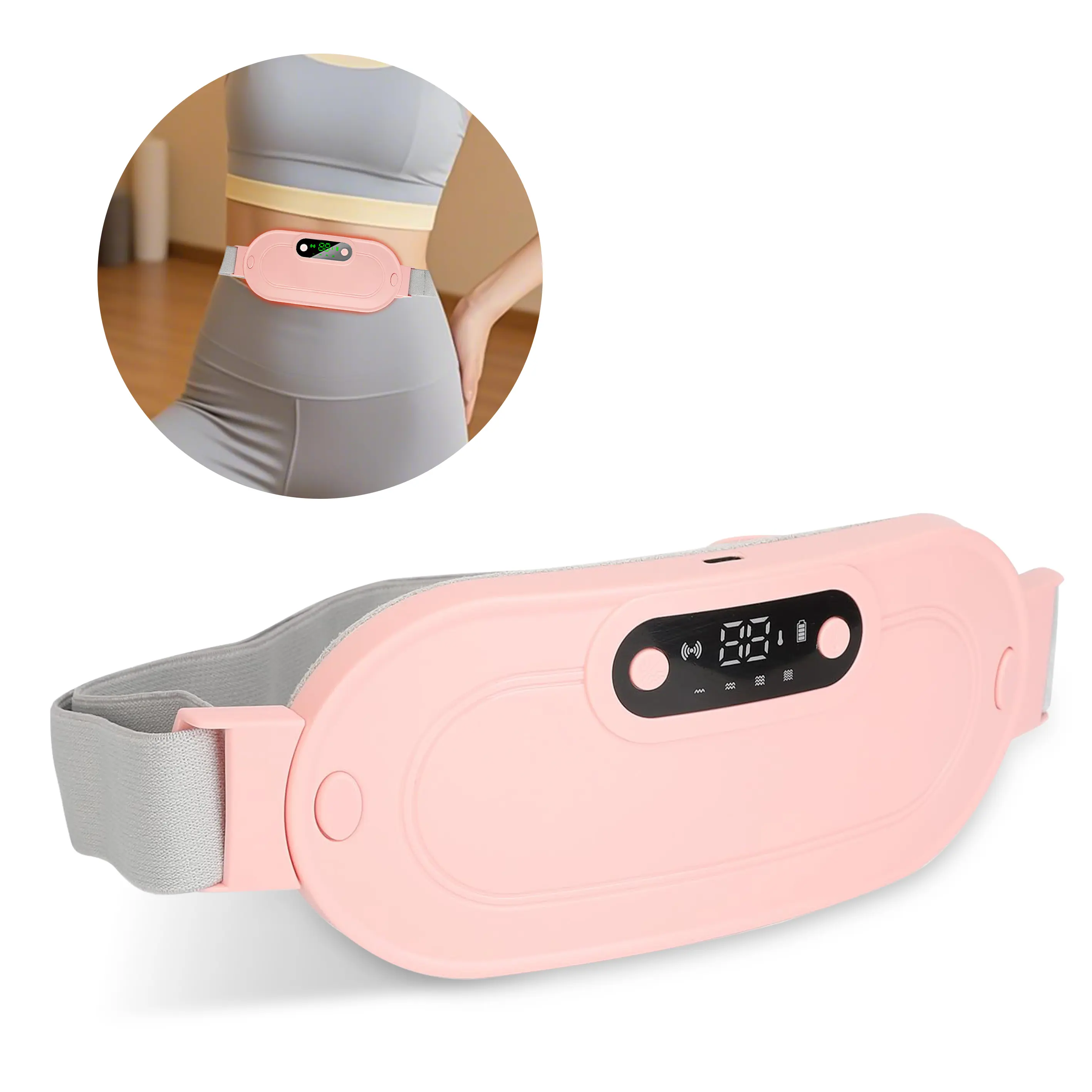 Automatic Heated Pad, Portable Cordless Heating Pads, Electric Belly Wrap Belt with 3 Heat Levels & 4 Massage Modes, Menstrual Pain Relief Daily Gift
