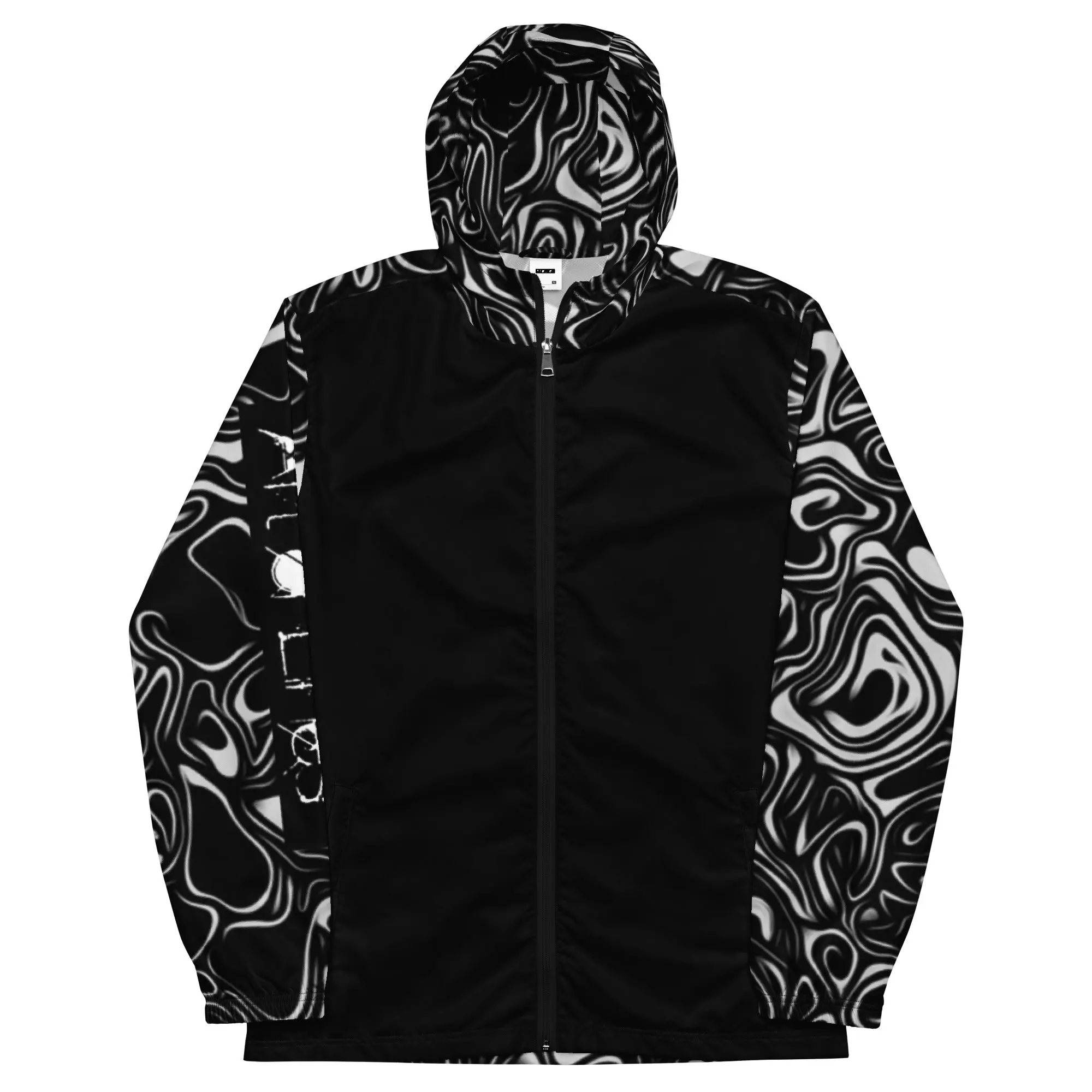 Hyperline Black & White Windbreaker Fabric Menswear - Lightweight Water-Resistant Windbreaker