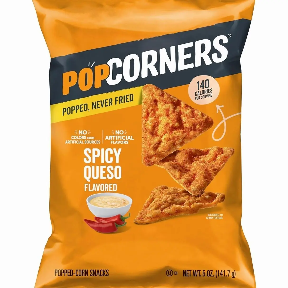 PopCorners Popped Corn Snack Chips, Spicy Queso, 5 Oz