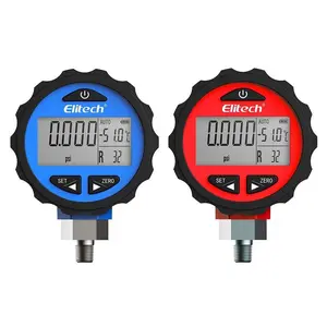 Elitech PG-30 Pro Red & Blue Digital Pressure Gauges High and Low Pressure Gauges for HVAC 87+ Refrigerants with Backlight