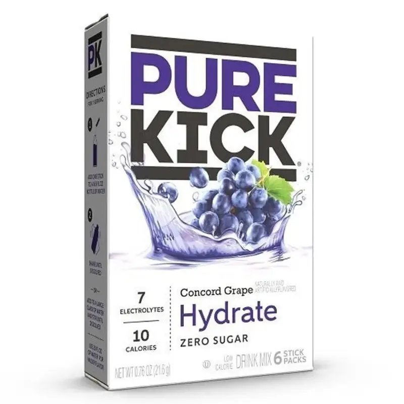 3x Pure Kick Hyrdate Grape Drink Mix Hydrate Thirst Quencher Refreshment 6ct