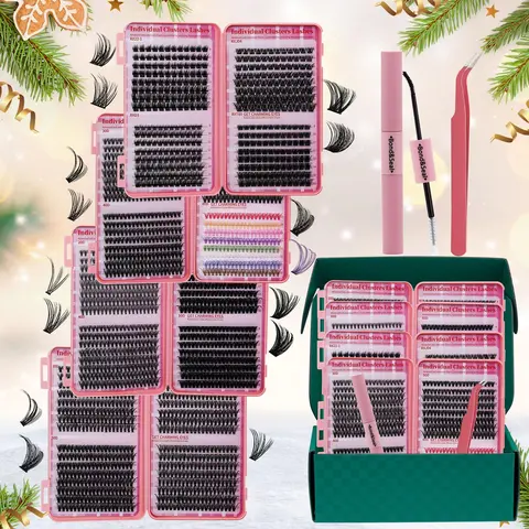 Eyelash Extensions Kit, Eyelash Extension Supplies, Includes Lash Tools, 1 Box Eyelash Glue & Tweezers, Professional Eye Tool for Women, Lashes Clusters Eye Makeup Accessories for Home & Salon Use
