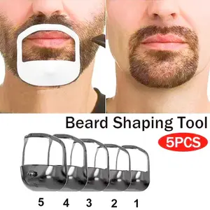 Beard Styling Template 5-Piece Set for Perfect Grooming, Easy Beard Guidance for Men, Ideal for Professional & Personal Use, Beard Shaping Tools