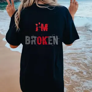 I'm Broken T-Shirt, I'm OK Sweatshirt, Edgy Aesthetic Hoodie, Mental Health Tee, Grunge Streetwear Top, Sad Boy Shirt, Emotional Graphic Tee
