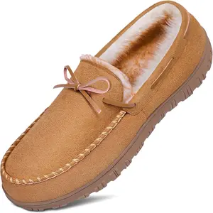Mens Slippers Indoor Outdoor Memory Foam House Shoes Anti-Slip Moccasins Comfortable Footwear for Men
