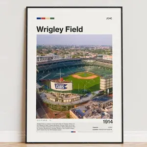 Wrigley Field Poster, Stadium Poster, Sports Poster Baseball Fan Gift Print