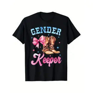 Gender Reveal Party Tee - 'Boots or Bows' Keeper of the Gender Graphic Shirt |   100% Cotton Breathable Relaxed Fit T-Shirt Showers & Gender Reveal Parties |   t shirt graphic tee 90s graphic tees t shirt for men men's t shirts funny graphic tee