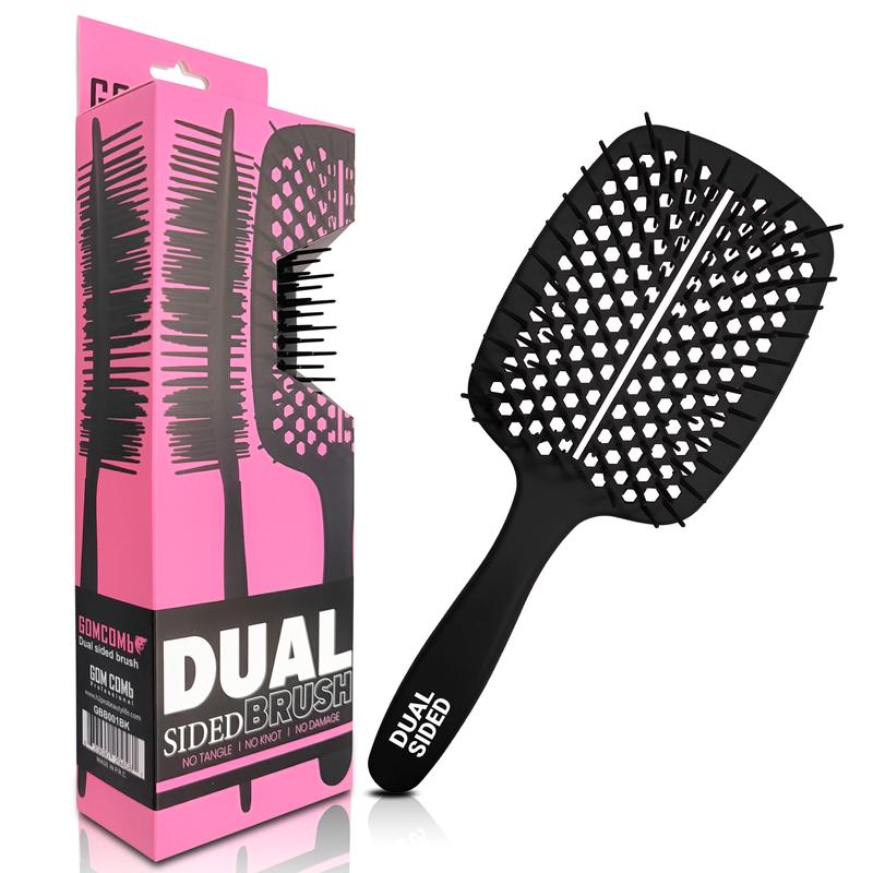 H2PRO GOMCOMb Dual Sided Hair Brush GBB001 - Long & Short Bristle Design for Professional Styling - Snag-Free Detangling for All Hair Types - Curved Design for Comfort & Vented for Fast Drying