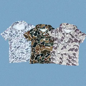 Toddler Boys Summer T-shirt Top Southern Little Country Boy Old School Camouflage Button Polo Top