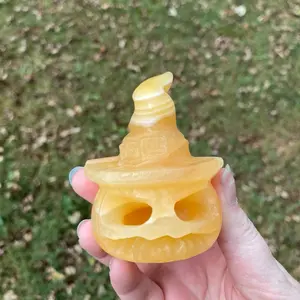 Orange Calcite Crystal Pumpkin Carving