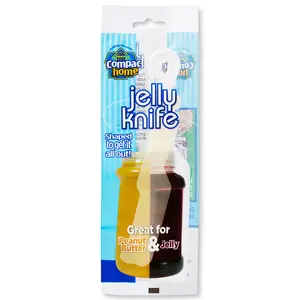 Compac Home Jelly Knife Spreader Plastic Knife Spatula and Contoured Jar Scraper for Peanut Butter, Jelly, Jam, Preserves Bakeware Hanging