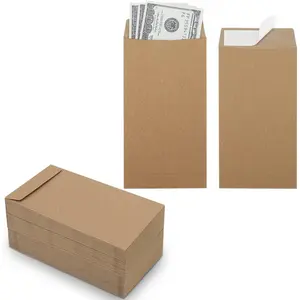 100 Pack Kraft Cash Envelopes for Budgeting, 6.7 x 3.5 Inch| Large Pack of Self-Adhesive Money Envelopes for Cash or Coins| Organization Envelopes for Checks, Jewelry, and Small Items