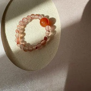Natural Moist and Radiant Luster Jade Ring, South Red Agate Ring, High Quality, Exclusive, Minimalist Ring, Beaded Ring