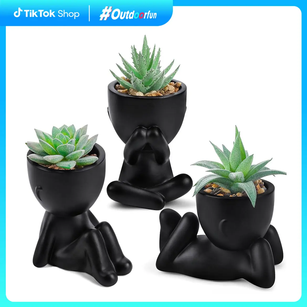 Outdoorfun 3 Pack Fake Plants Artificial Succulents Plants for Room Bathroom Home Office Desk Accessories Decor Decorative for Summer Porch Patio Planters, New Home Garden Decor & Moving Season, summerwins Deals For You
