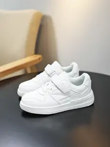 Fashionable Adjustable Low-Top Sneakers, Comfortable Lightweight Sports Shoes for Kids Boys Girls, PU Leather School Running Shoes
