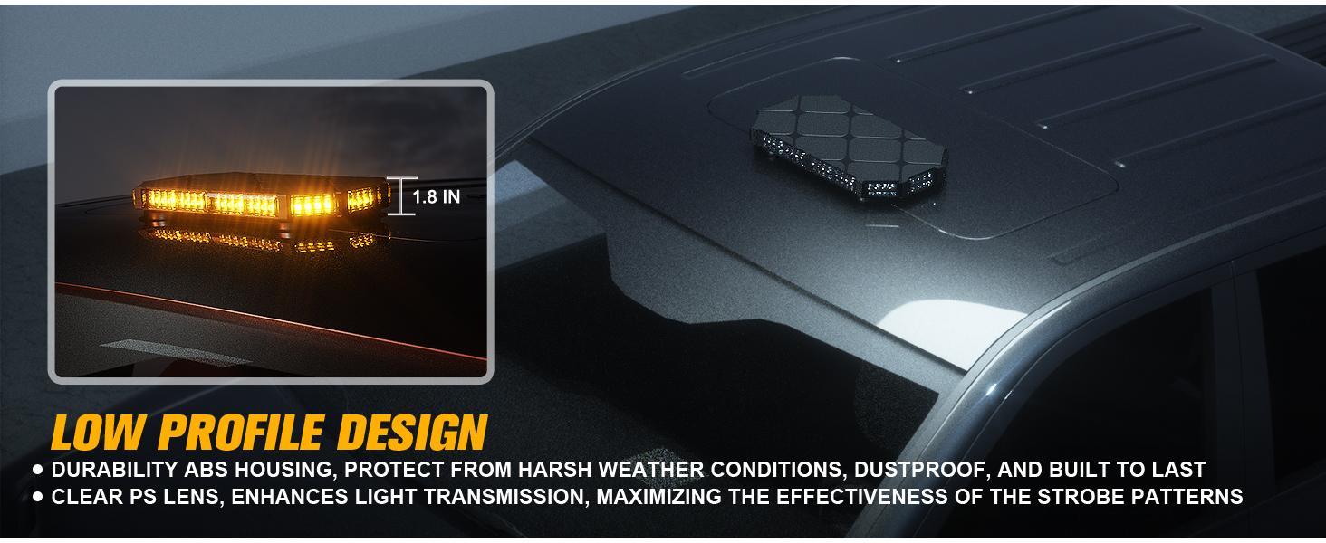 DIBMS 56 LED Roof Strobe Beacon Lights Strip Roof Hazard Warning Emergency Safety Flashing Lights, Amber/White Emergency Rooftop Strobe Lights Bar,Men's Car Accessories,Father's Day gift, amber  car  lights Dual Color LED Emergency Strobe Lights