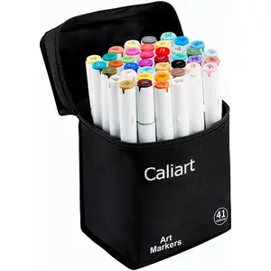 41 Colors Alcohol Markers Dual Tip Fine & Chisel, Permanent Art Pens for Adults Coloring Books, Artists Drawing Sketch Illustration Highlighting, Art Supplies with Storage Case