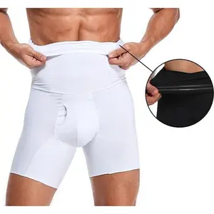 Men Body Shaper Shorts Waist Trainer High Waist Control Panties Compression Boxer Underwear Abdomen Belly Shorts Shapewear Open Crotch Tummy Control Waist Trainer Body Shaper
